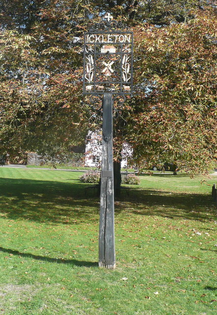 Village sign on the green, Ickleton