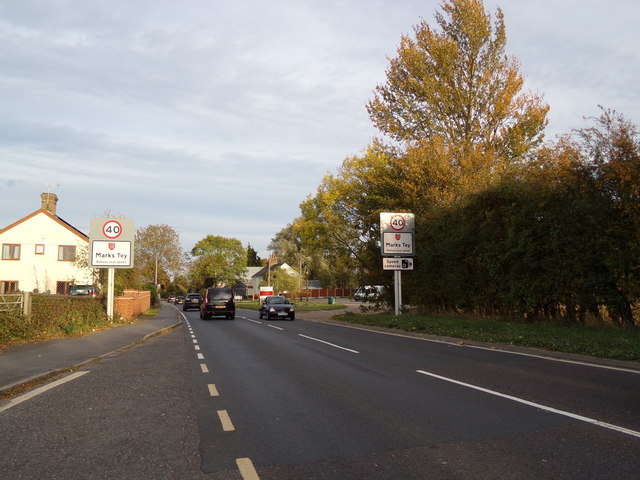 Entering Marks Tey on the A120 Coggeshall Road
