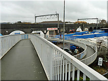 TQ2287 : Footbridge over part of junction at southern end of M1 by Robin Webster