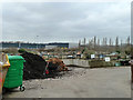 View across allotments towards Temple Mills depot