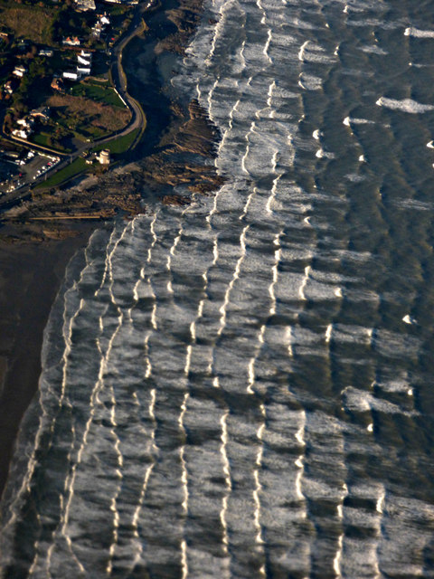 Breakers at Donabate from the air