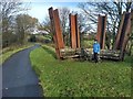 NX9814 : Post-industrial sculpture on the cycle way by David Medcalf