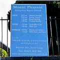 Information board outside  Mount Pleasant Evangelical Baptist Church, Maesycwmmer