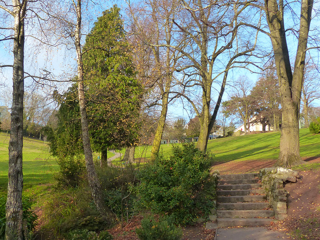 Steps and path through Beechwood Park, Newport