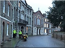 TF4609 : Police outriders waiting for Charles and Camilla in The Crescent, Wisbech by Richard Humphrey