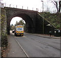 ST1494 : West side of the railway bridge near Ystrad Mynach railway station by Jaggery