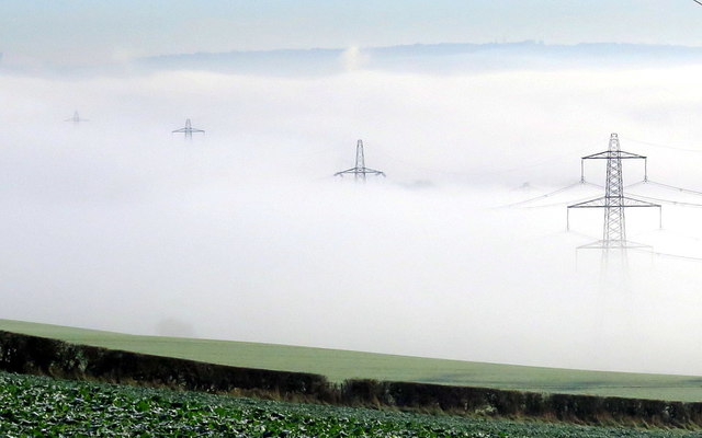 Pylons in the mist