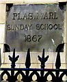 Plas Marl Sunday School 1867 plaque, Neath Road, Swansea