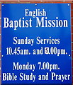 Information board on the wall of English Baptist Mission, Central Street, Ystrad Mynach