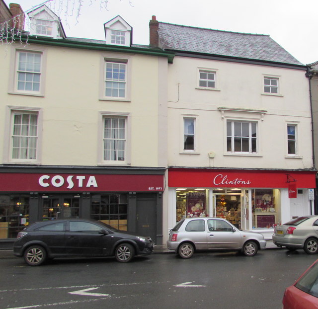 Costa Coffee and Clinton cards shop, High Street, Brecon