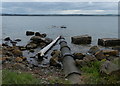 NO4928 : Pipe on the Firth of Tay shoreline by Mat Fascione