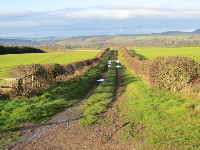 Hedge enclosed track between arable... © Peter Wood cc-by-sa/2.0 ...