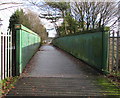 ST1594 : Across a footbridge over the Rhymney Line, Hengoed by Jaggery