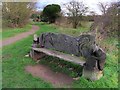 Carved bench by the footpath towards Harrowden