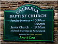 Calfaria Baptist Church information board, Nelson