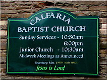 ST1195 : Calfaria Baptist Church information board, Nelson by Jaggery