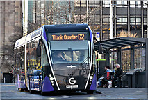 J3474 : "Glider" bus, Queen's Square, Belfast (December 2018) by Albert Bridge