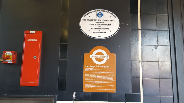 Heritage Notice at Southgate Station, London  N14