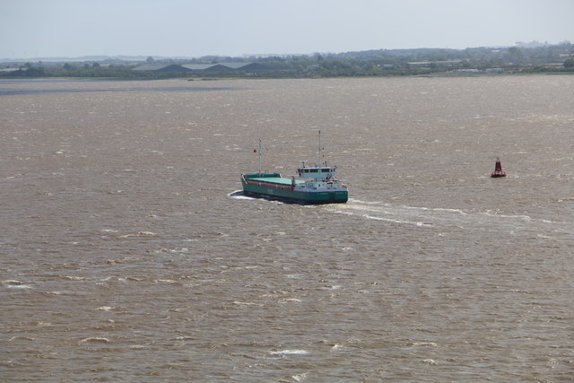 View of a boat from the Humber Bridge