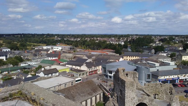 On top of Keep at Trim Castle - view NW over town