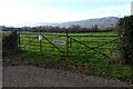 Gate to a field with pending planning permission