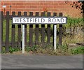 Westfield Road sign on north side