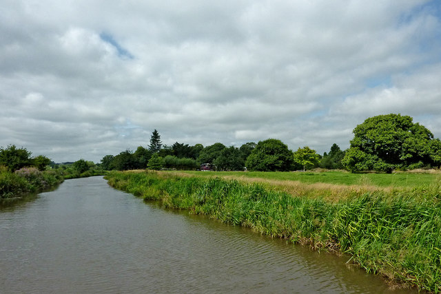 Canal and pasture near Bishton in Staffordshire