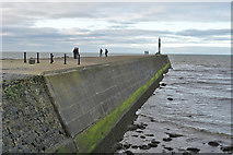 SN5780 : New Year's Day 2019: Aberystwyth harbour breakwater by Nigel Brown