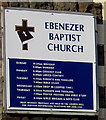 Information board on the wall of Ebenezer Baptist Church, Llanbradach