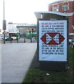 HSBC advert on a shelter between two bus stations, Newport