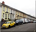 ST1494 : Yellow car outside a yellow house, Glenview, Ystrad Mynach by Jaggery