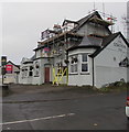 Scaffolding on the Station Inn, Nantgarw Road, Caerphilly