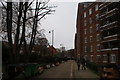 View along the access road for the flats on Oakley Square