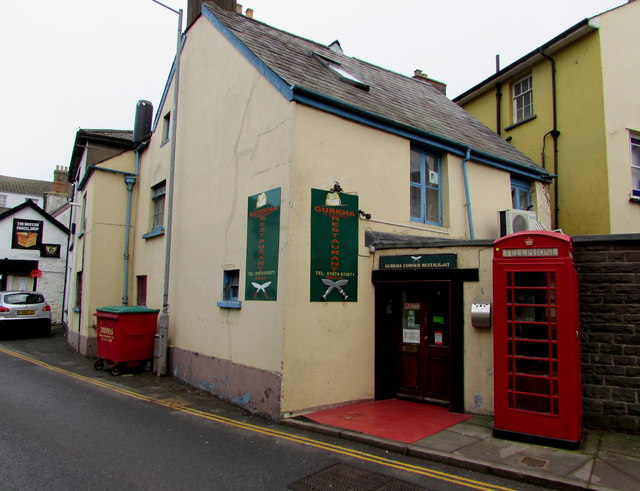 Gurkha Corner restaurant and K6 phonebox, Brecon