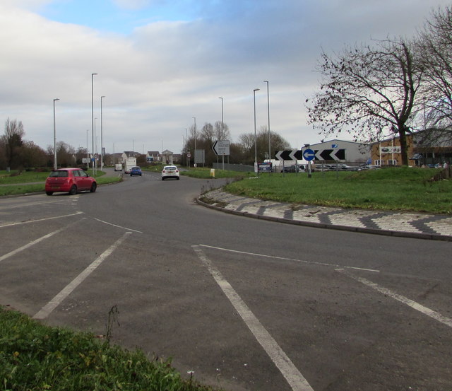 North side of an A4810 roundabout, Newport