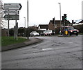 Direction signs on a suburban corner in Caerphilly