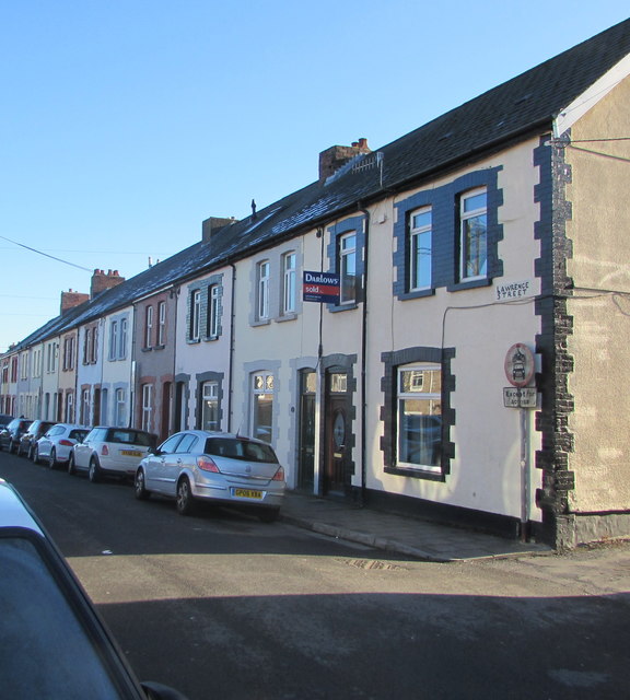 Long row of houses, Lawrence Street, Caerphilly