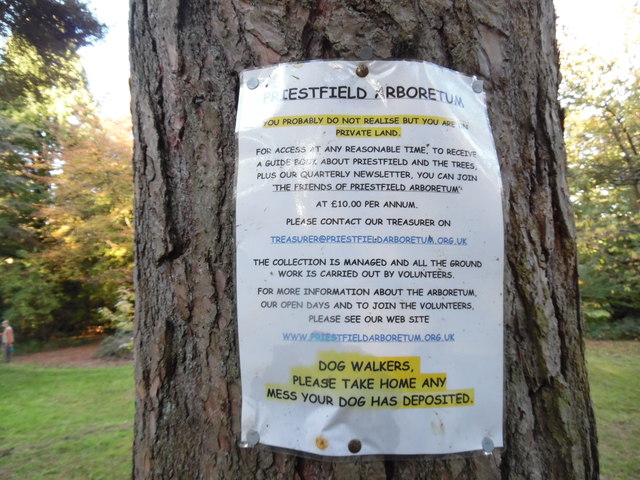 Notice at Priestfield Arboretum (1)