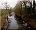 Winter view of Afon Tarell upstream from Pont-ar-darell Bridge, Brecon