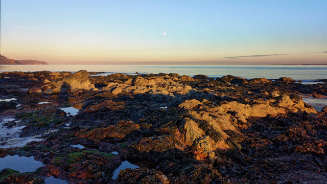 Late afternoon moonrise over the Moray Firth