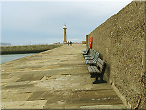 NZ9011 : Whitby East Pier - benches by Stephen Craven