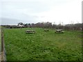 Picnic tables in the Community Orchard, Dunster