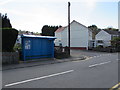 SS7697 : Blue bus shelter, Llantwit Road, Llantwit, Neath by Jaggery
