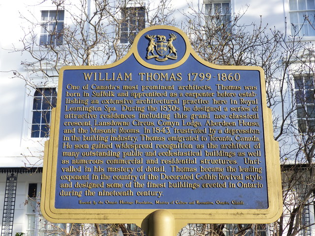 Information sign about William Thomas, architect