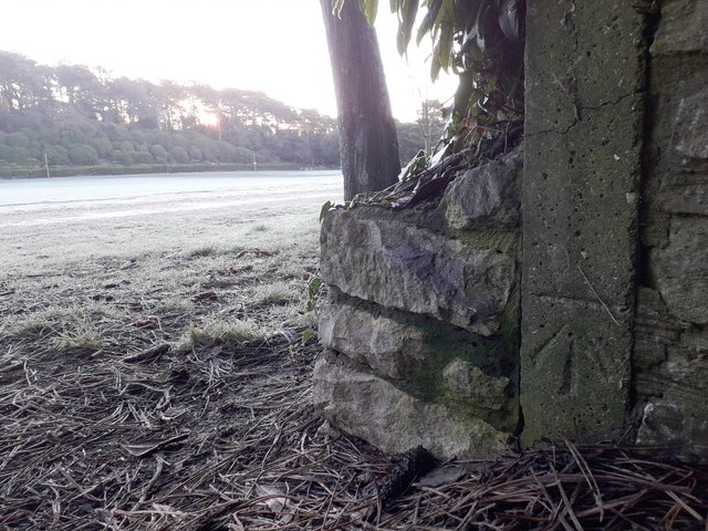 Bournemouth: benchmark at the foot of some Meyrick Park steps