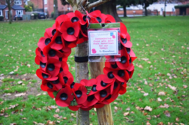 Poppy wreath, Stourport War Memorial Park, Stourport-on-Severn