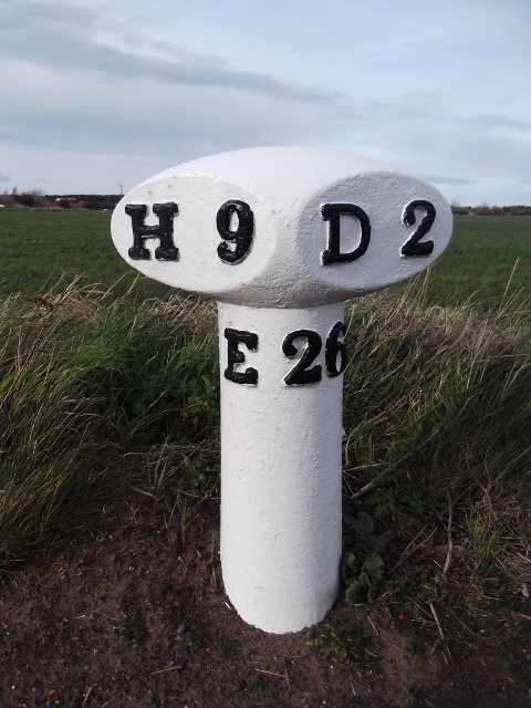 Old Milepost by the A1087 in West Barns