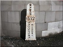 SJ8989 : Old Boundary Marker by the A6, Wellington Road South, Stockport by Milestone Society