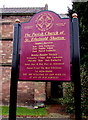 Information board outside the Parish Church of St Ethelwold, Shotton