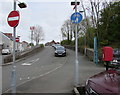 Signs alongside the access road to Haverfordwest railway station